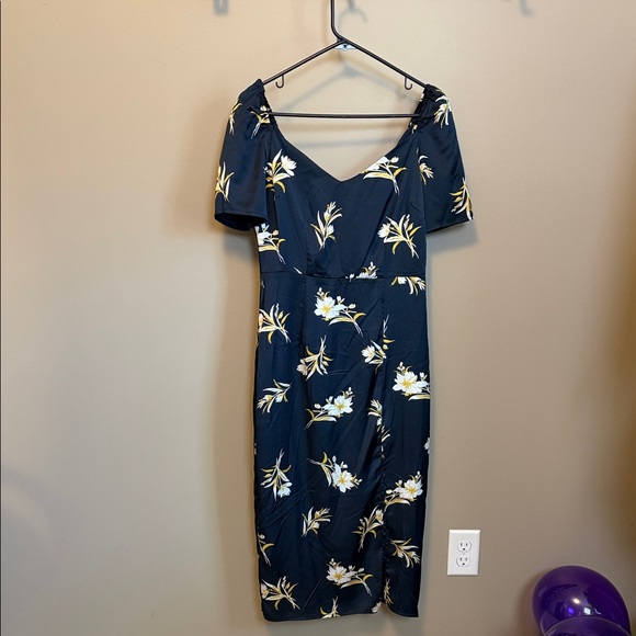 Sam Edelman Dresses & Skirts - Sam Edelman Blue Midi Dress with White & Yellow Floral Print